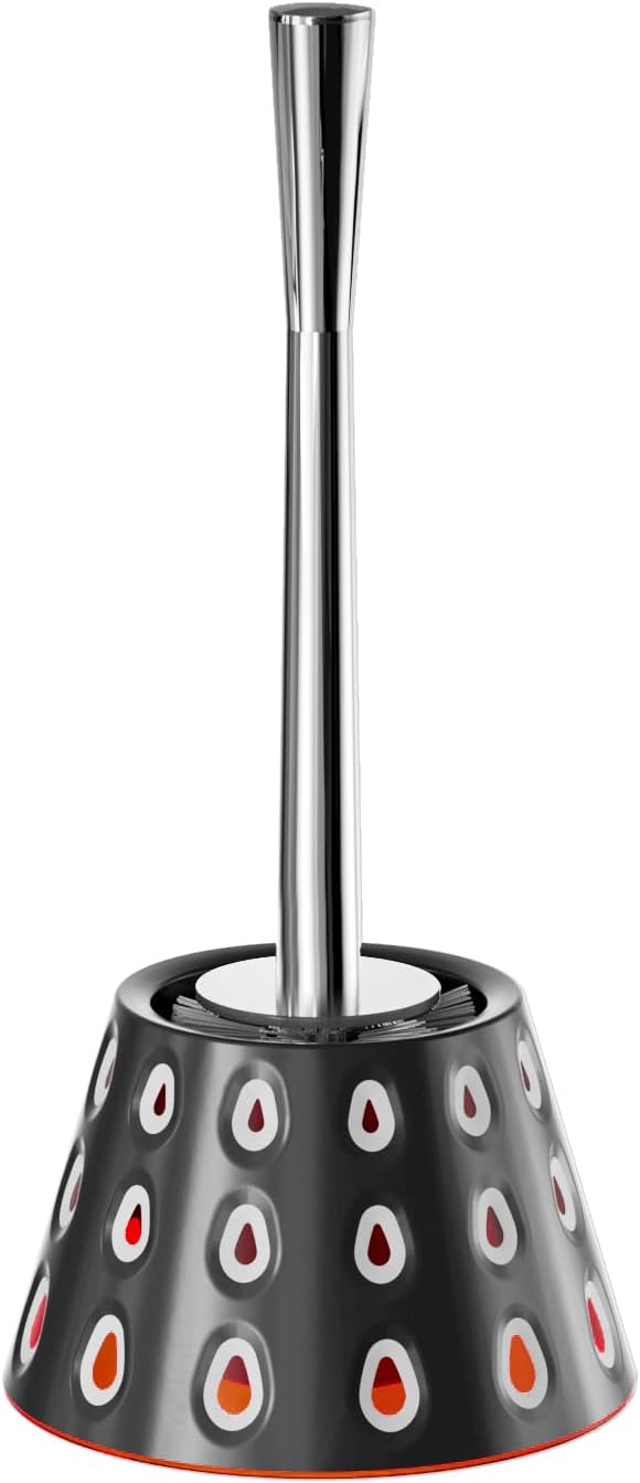 Modern Designer Toilet Brush and Holder Set – Charcoal Gray Decorative Bathroom Brush with Artistic Teardrop Pattern, Rust-Resistant and Compact, Ideal for Stylish Homes or Guest Bathrooms