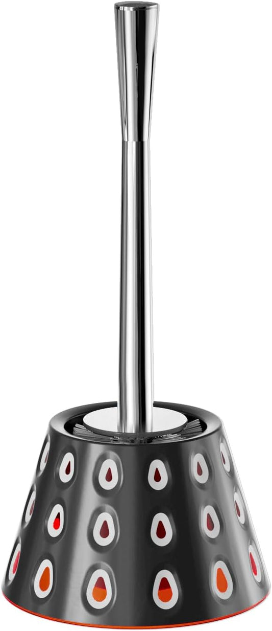 Modern Designer Toilet Brush and Holder Set – Charcoal Gray Decorative Bathroom Brush with Artistic Teardrop Pattern, Rust-Resistant and Compact, Ideal for Stylish Homes or Guest Bathrooms