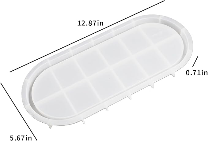 Large Oval Silicone Mold - Resin Concrete Mold 13in Big Tray Molds for Epoxy Resin Trinket Container Jewelry Plate Candle Holder Bathroom Vanity Tray Storage Craft Making