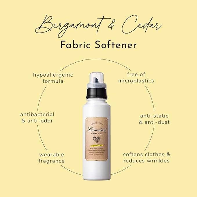 Laundrin Botanical Laundry Softener Bergamot & Cedar, 2pk - Fabric Softener Liquid - Eco-Friendly & Plant-Based Softener - Laundry Scent Boosters - Laundry Fabric Softener - Fabric Scent Softener