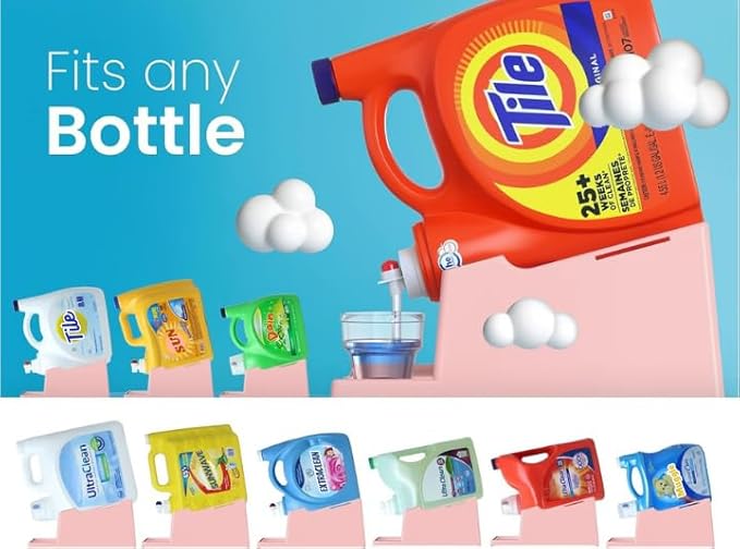 TidyFriend Liquid Laundry Detergent Holder Stand with Drip Tray & Rubber-Grip Feet, Stand for Laundry Room Organization and Storage, Fabric Softener Dispenser with Cup Holder for Easy Pouring (Rose)