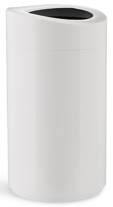 Safco Open Top Trash Can, 14 Gallon Stainless Steel Modern Garbage Can for Indoor Use, White