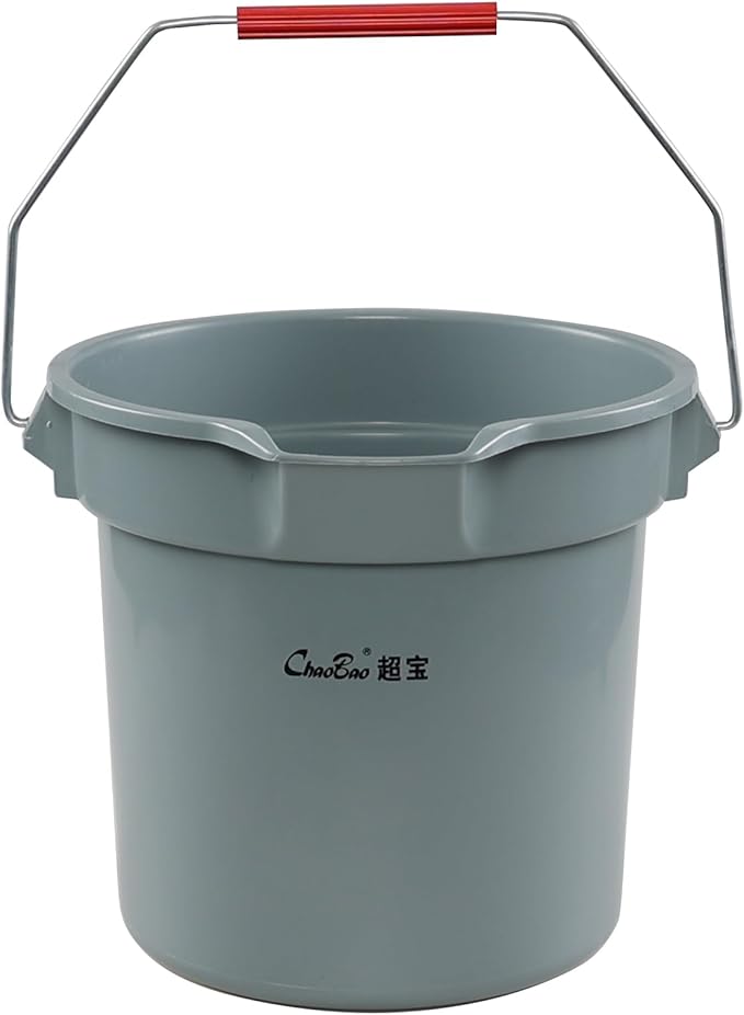 Jekiyo 4 Pack 14 Quart Commercial Cleaning Bucket Pail with Pour Spout and Handle, Grey