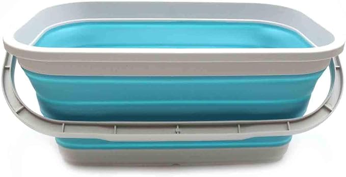 SAMMART Set of 2-11.6L (3.06 Gallon) Collapsible Rectangular Handy Basket/Bucket (Bright Blue, 2)