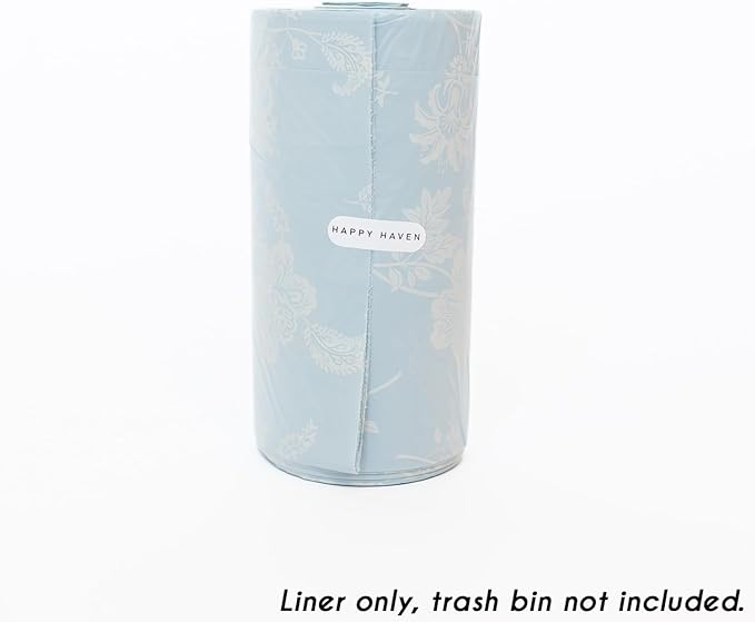 Happy Haven Bathroom Trash Bags for 2,3,4 Gallon Trash Can, Small Garbage Bags - Bedroom & Bathroom, Decorative Cute Wastebasket Liner - 50 Count (Light Blue Botanical)