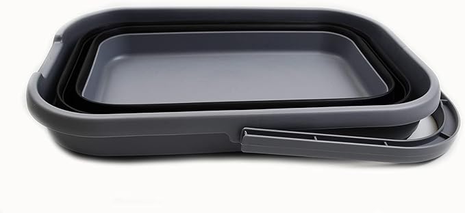 SAMMART 12L (3.17 Gallon) Collapsible Rectangular Handy Bucket (1, Grey/Black)