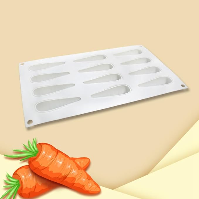 3D Carrot Bunny Silicone Mold for Baking Chocolate Mousse Cake Ice Cream Dessert Pastry Mould Decorating Tools (Carrot K_11.76 X6.8 X0.72inch)