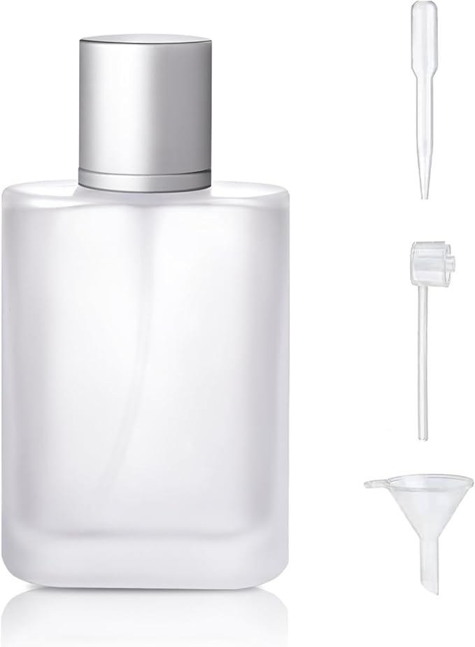 50ml/1.7 Oz Frosted Glass Spray Bottle Perfume Atomizer,Refillable Perfume Spray Bottle Perfume Bottles Empty with 3 Kinds of Perfume Dispenser (Frosted Glass 50ml)