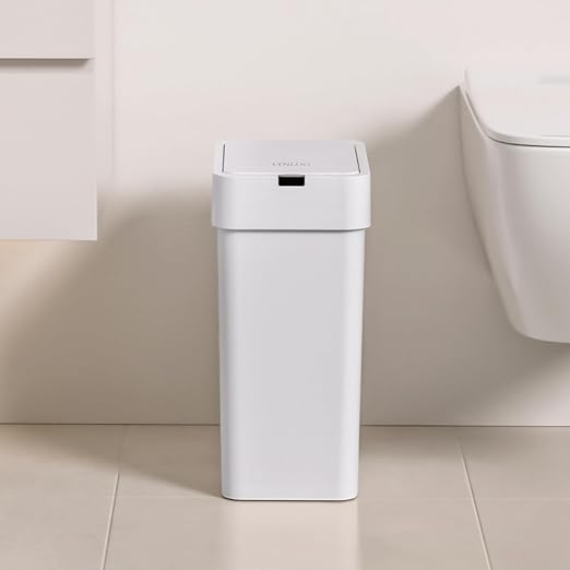 9L/2.4Gal Touchless Bathroom Trash Can, 0.2s Motion Sensor Auto-Close, IPX5 Waterproof Slim Design for Kitchen/Office, Silent & Space-Saving