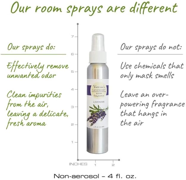 Victoria's Lavender Room Spray - All Natural Home Fragrance, Pure Oil Air Freshener & Odor Eliminator, Relaxing Scent, Aromatherapy Household Essentials, Made in the USA, 2-Pack Lavender, 4 oz each