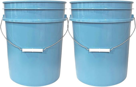 House Naturals 5 Gallon Premium HPDE Plastic Bucket - Made in USA Food Grade Storage Container, BPA Free All Purpose Pail (2, Light Blue)