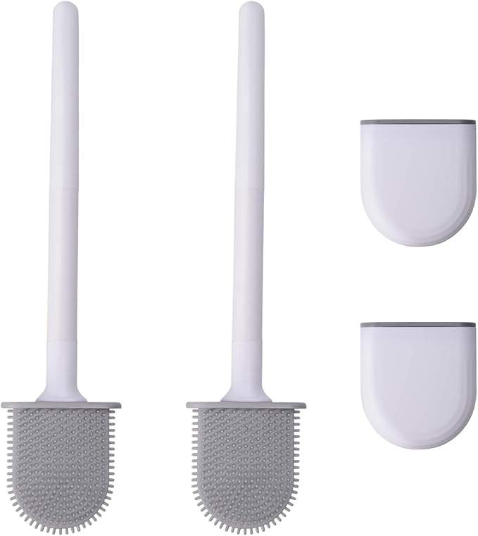 RV Toilet Bowl Brush 2pcs, Toilet Brush Silicone Won't Damage Toilets, Wall Mounted Toilet Brush-Anti-Roll, Anti-Drip Design, Suitable for RV Travel Trailers and Campers, Made by RVers for RVers (2)