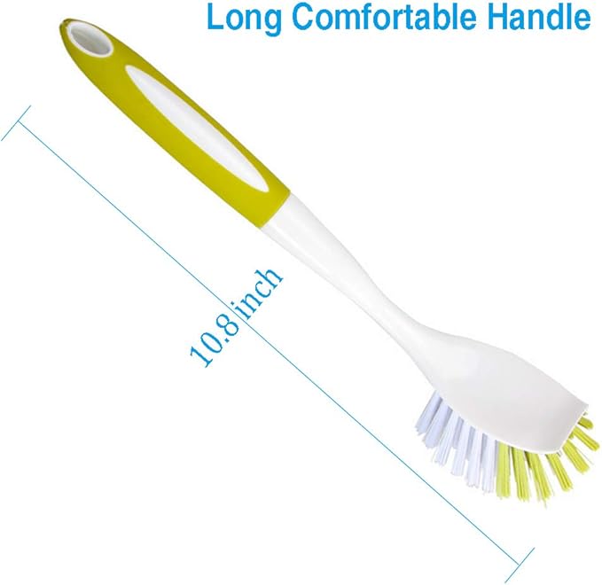 Dish Brush, Dish Scrubber & Kitchen Scrub Brush for Dishes, Pots, Pans, Sink, Cast Iron, Yellow-green 5 Pack