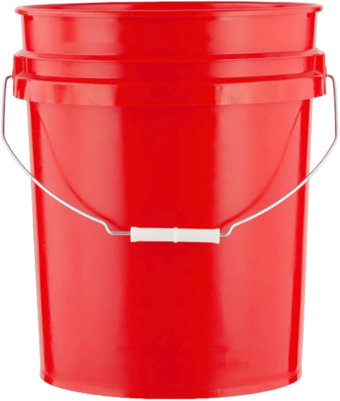 House Naturals 5 Gallon Premium HPDE Plastic Bucket - Made in USA Food Grade Storage Container, BPA Free All Purpose Pail (2, Red)