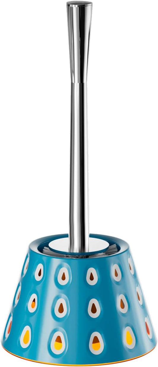 Modern Designer Toilet Brush and Holder Set – Deep Blue Decorative Bathroom Brush with Artistic Teardrop Pattern, Rust-Resistant and Compact, Ideal for Stylish Homes or Guest Bathrooms