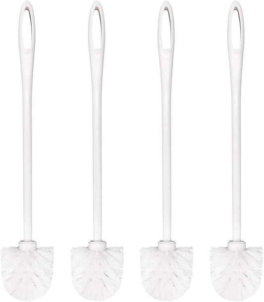 Toilet Brush White Soft Bristle Long Handle Toilet Brush and Holder Eco Plastic Toilet Bowl Brush Cleaner -14.17 inch Handle Length (4 Pack)