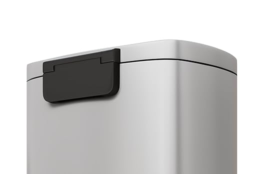 Garvee 13 Gal (50L) and 2.6 Gal (10L) Metal Trash Can Combo Set, Rustproof Garbage Can with Lid, Step-on Trash Bin with Inner Bucket, Rear Handle, White