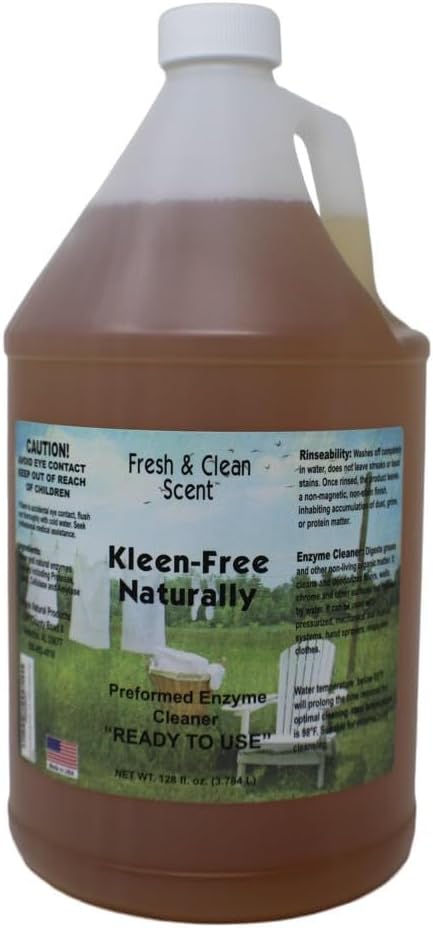 Naturally Preformed Enzyme Cleaner, Enzyme Solution, Multi-Purpose Cleaner, Laudry Additive, and More - Ready -To-Use - Fresh and Clean Scent - 128oz (1 Gallon)
