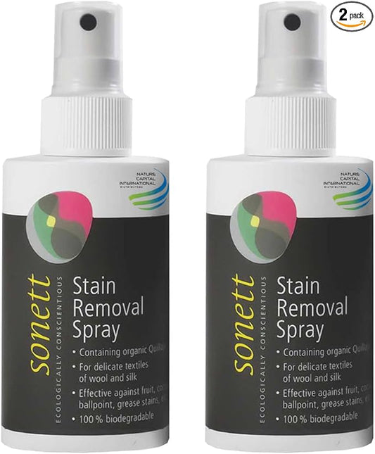 Sonett Organic Stain Removal Spray [Pack of 2]- Effective Stain Remover For Clothes Against Fruit, Pen, Grease Stains- Natural Instant Spot Remover For All Fabric Types- Vegan Clothes Stain Remover