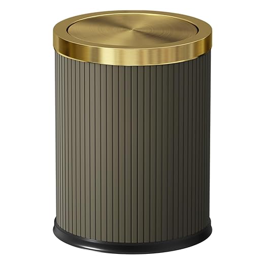 15L/4GAL Gold BedroomTrash can,Gold Bathroom Garbage can with lid，Small Trash Can with Flipping Lid, 4gallon,Garbage cans for Bedroom,Kitchen，Office,Hotel(15L-Gary)