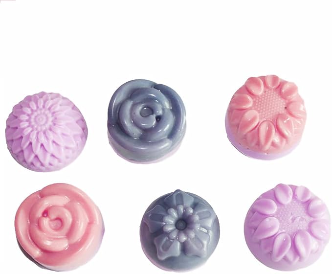 X-Haibei Floral Silicone Mold – Sunflower, Chrysanthemum, Rose, and Small Flower Designs – Perfect for Guest Soap, Sample Soap, Lotion Bars, Chocolate, and Jello 1oz, Dia. 1.6inch