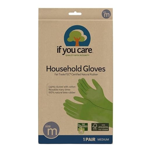 If You Care Medium Cotton Flock Lined Household Gloves – Durable, Reusable, Fair Trade Rubber – 1 Pair