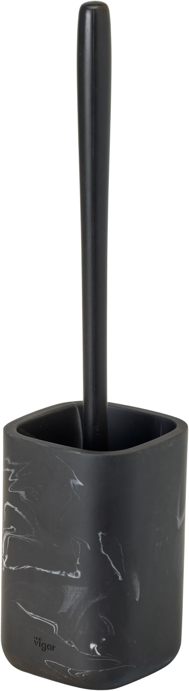 Vigar Zense Toilet Brush and Holder Set, Toilet Bowl Brush with Polyresin Stone Holder, Bathroom Sets for Bathroom Decor and Accessories, Black Marble