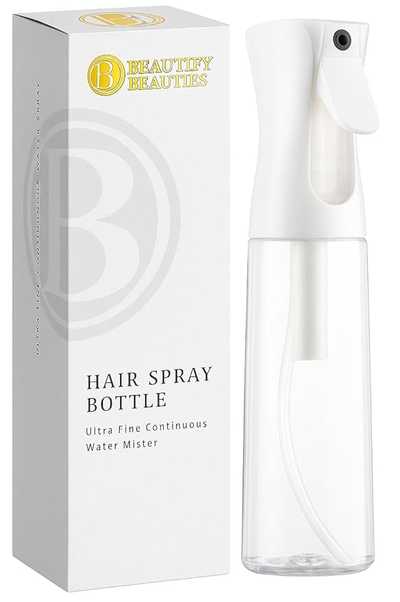 BeautifyBeauties Spray Bottle For Hair – Continuous Mister Spray Bottle for Hairstyling, Cleaning, Plants, Pets, Barbers, Salons, Essential Oil Scents (10.1 Ounce)