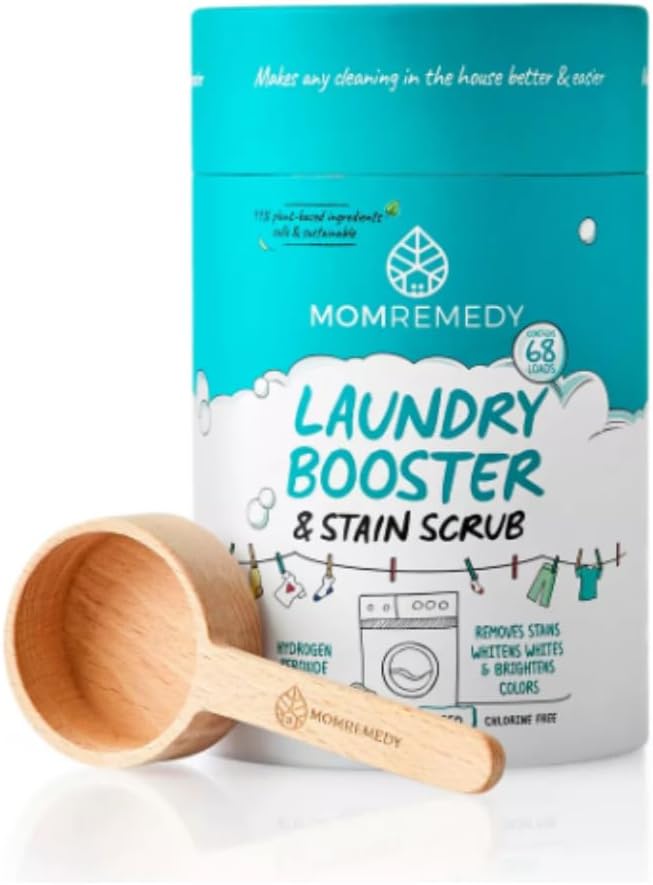 Laundry Booster and Stain Remover Scrub, MomRemedy Oxygen Whitener, Whiten Whites and Brighten Colors, Remove Stains, Household Cleaning Scrub, Chlorine Bleach Free