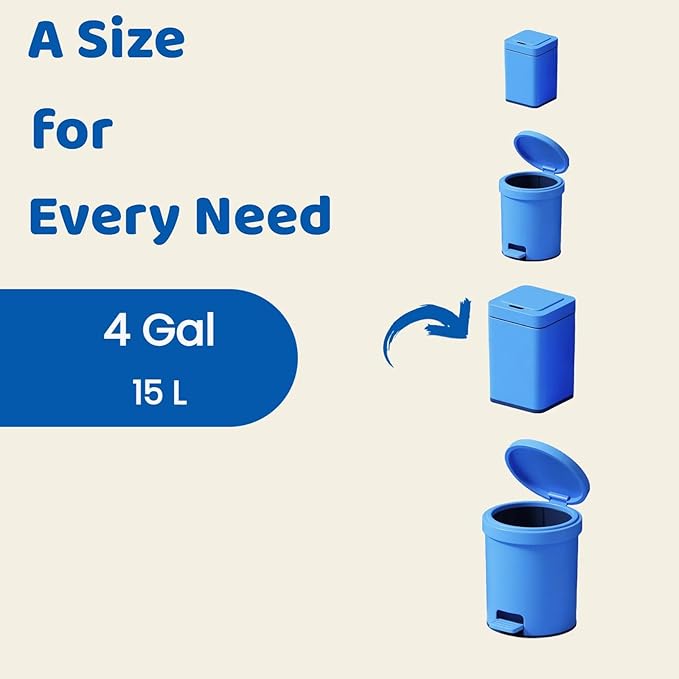 4 Gallon Small Kitchen Trash Bags – 100 Count Bathroom Colorful Flat Top Unscented Garbage Bags, Tear-Resistant Plastic Liners for Bathroom, Kitchen, Office, Bedroom, Fits 15L Trash Cans