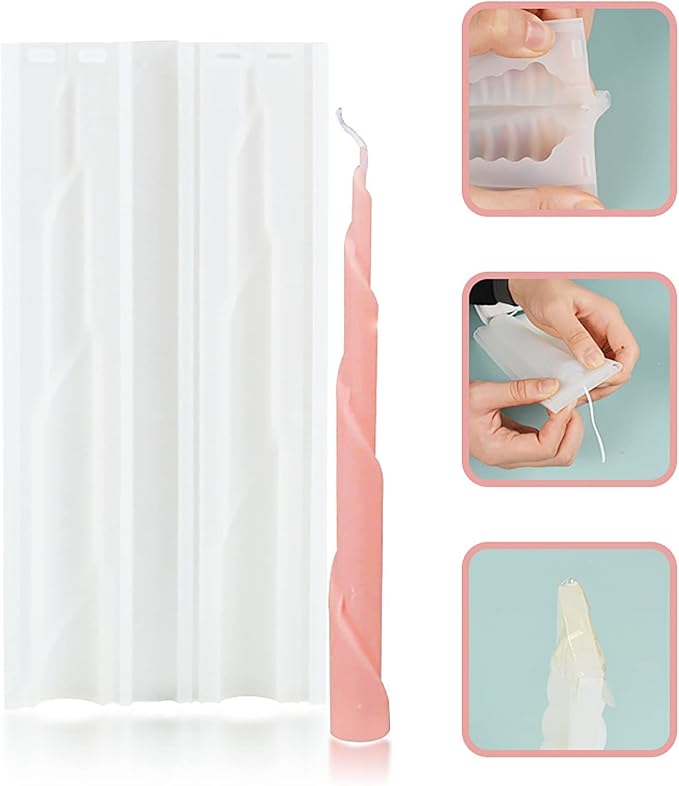 8 Pack Spiral Candle Mold Pillar Candle Cylinder Molds - 8 Style - Resin Casting Silicone Molds for Home Decor & Candle Making Wave Spiral Mold