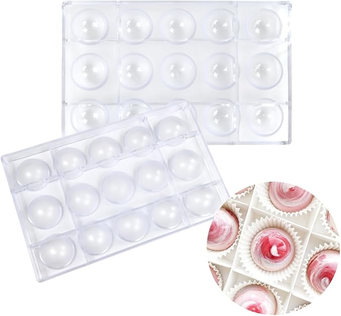 TUKE Sphere Chocolate Mold Polycarbonate Hemisphere Molds for Baking, Candy, Desserts - Reusable, Food-Grade, Professional DIY Cake Decorating Tool (C_ Semi-Circle)