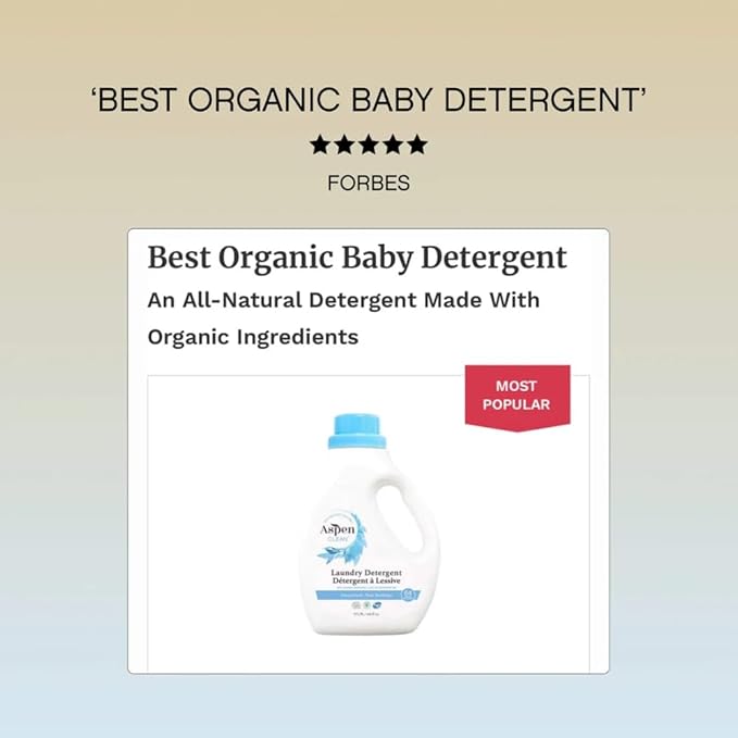AspenClean Natural Laundry Detergent Unscented - 100% Natural, Organic,Cruelty-Free, Biodegradable - Safe for Babies, Pets & Kids - EWG Certified (ingle Unit)