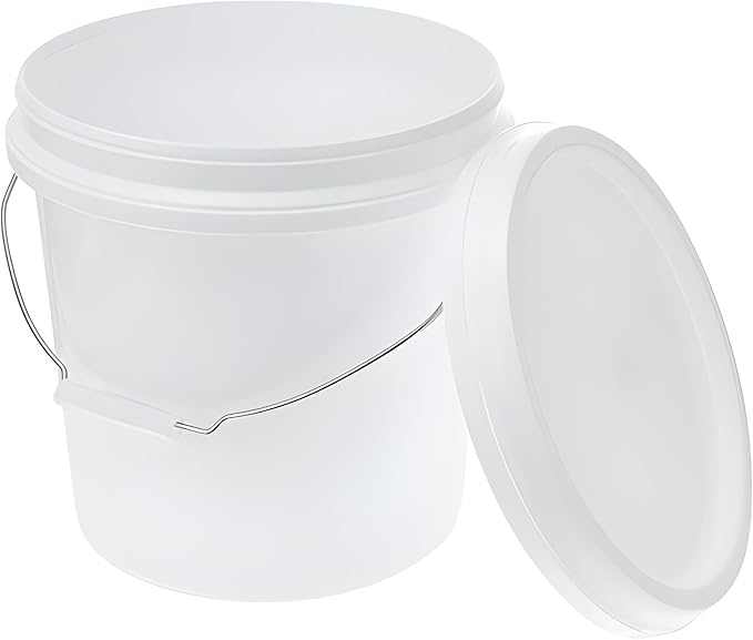 ATERET 2 Gallon White Bucket & Lid - All Purpose Pail with Lids - Food Grade - Made in USA - BPA Free Plastic (6 Pack)