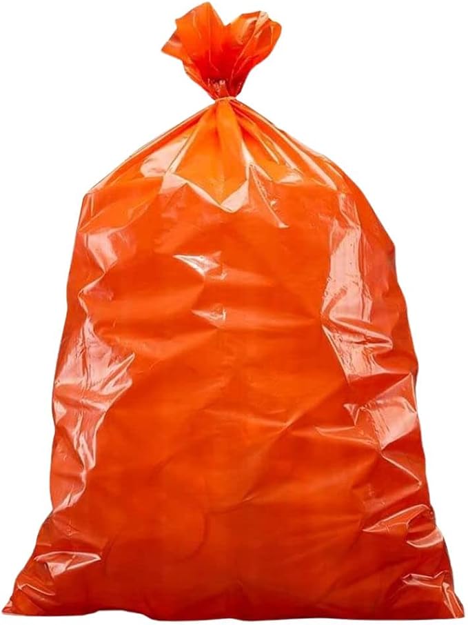 Plasticplace 55-60 gallon Trash Bags │ 1.2 Mil │ Orange Heavy Duty Garbage Can Liners │ 38” x 58” (50 Count)