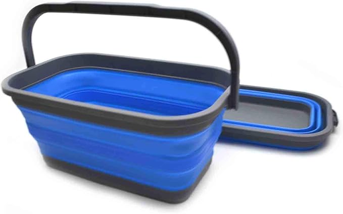 SAMMART Set of 2-11.6L (3.06 Gallon) Collapsible Rectangular Handy Basket/Bucket (Blue, 2)