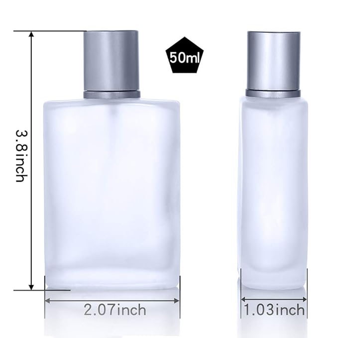 2 Pack 50ml/1.69 Oz Empty Frosted Glass Spray Bottles Perfume Atomizer, Refillable Fine Mist Spray Empty Perfume Bottles with 4 kinds of perfume dispenser (2 Pack 50ml/1.69 Oz Frosted Bottles)