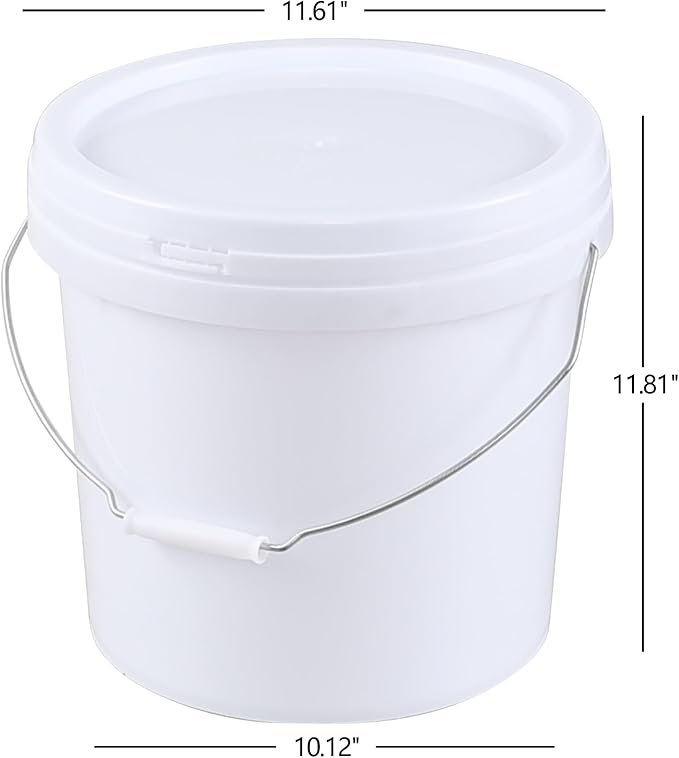 4-Pack 4 Gallon Food Grade Plastic Bucket Pail Container with Lid, Industrial Paint Pail Container Bucket, White