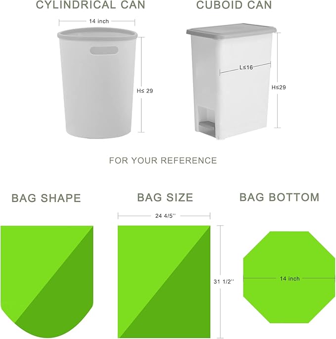 Trash Bags 13 Gallon Tall Kitchen Garbage Bags, Inwaysin Recycle Bags, Biodegradable Trash Bags, 75 Bags, Green