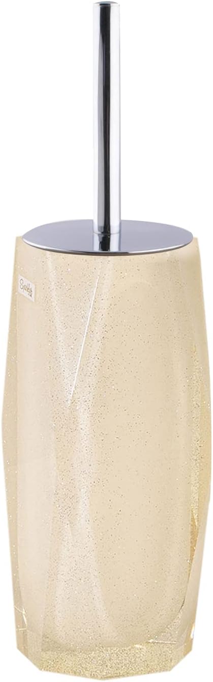Faceted Toilet Brush, Durable Resin, Discreet Design, Stainless Steel Handle, for Stylish Bathroom Decor, Glitter, 4x16, Sold Individually