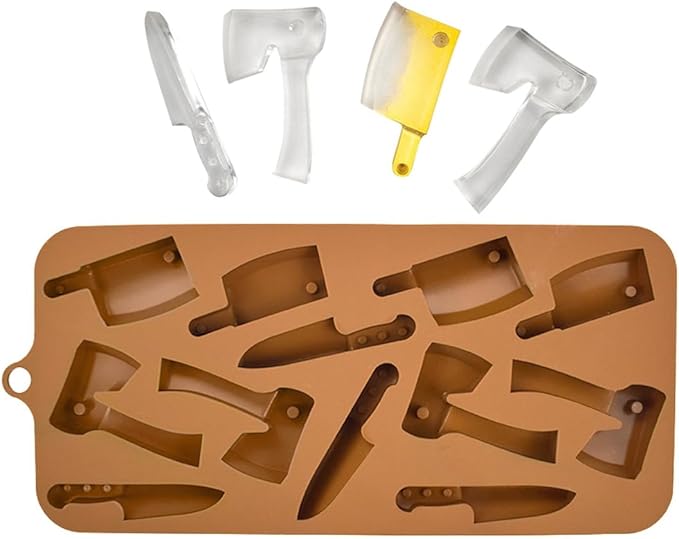 mostsom Chocolate Molds Halloween Chocolate Mold Knife Silicone Candy Molds for DIY Candy Ice Cube Sugar Halloween Party Cupcake Topper Decorating (C_ 8.92x4.04x0.56 inch)