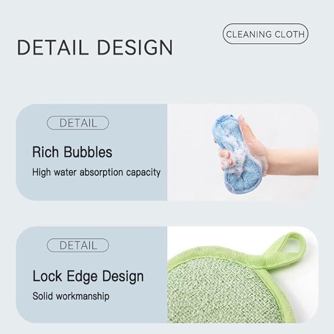 Dish Sponge Kitchen Sponges,Scrub Sponges,Double Sided Cleaning,Non Scratch,Ultra fine Fiber Wiping+Stainless Steel Wire to Remove Stubborn Stains,Durable Thickening (Large 6-Pack)