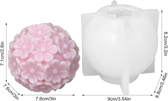 Chrysanthemum Ball Candle Soap Mold Daisy Flower Silicone Mold for Fondant,Chocolate,Candy, Bath Bomb,Epoxy Resin,Plaster, Polymer Clay