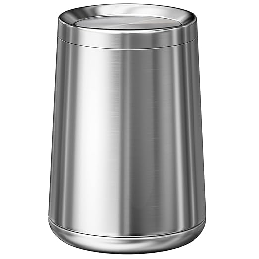 2.6Gallen Brushed Nickel Bathroom Trash Can with Lid, Stainless Steel Garbage Can with Flipping Lid,for Bathroom, Kitchen,Living Room,Bedroom,Hotel (Silver)