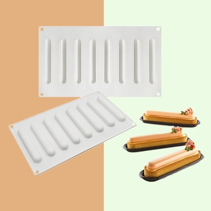 Stick Shape Ice Tray Non-Stick Easy Release Push Popsicle Out Cylinder Silicone Ice Cube Tray Jelly Chocolate Mold (Rectangle H_11.6 X6.84 X0.4inch)
