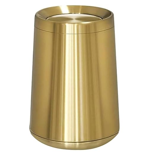 8L/2.1GALbrass Garbage can with Swing lid，Brushed Nickel Gold Trash can,Matte Gold Trash can for Bathroom,Powder Room,Bedroom,Laundry Room (GOLD-32-8l)