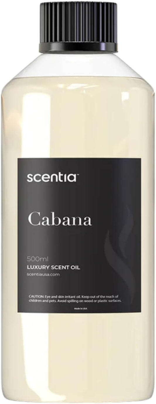 Scentia Hotel Diffuser Oil Inspired by 5-Star Hotel Scent - 500 ml 16.9 fl oz - Fragrance Oil Blend Jasmine, Bergamot & Fresh Marine Notes for Aromatherapy Diffusers and Humidifiers - Cabana
