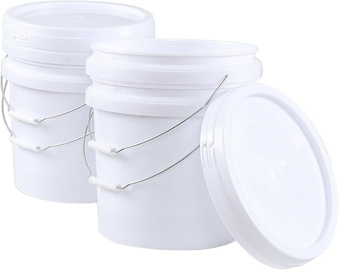 4-Pack 15 Liters White Food Grade Storage Buckets, Plastic Paint Pails with Lids
