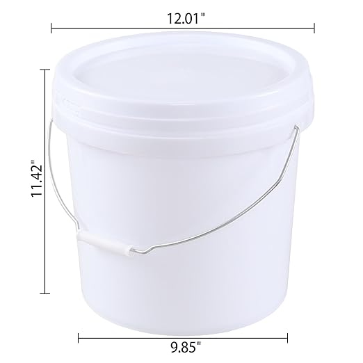 4-Gallon White Bucket Pail Container with Air Tight Lid, Plastics Food Grade Buckets Pail (4 Pack)