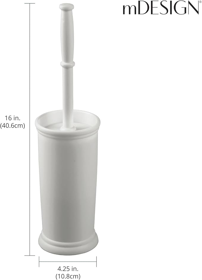 mDesign Toilet Bowl Brush and Holder - Covered Bathroom Toilet Brush - Standing Toilet Bowl Scrubber in Modern Holder - Space Saving, Deep Cleaning Brush for Toilet - Hyde Collection - Light Gray